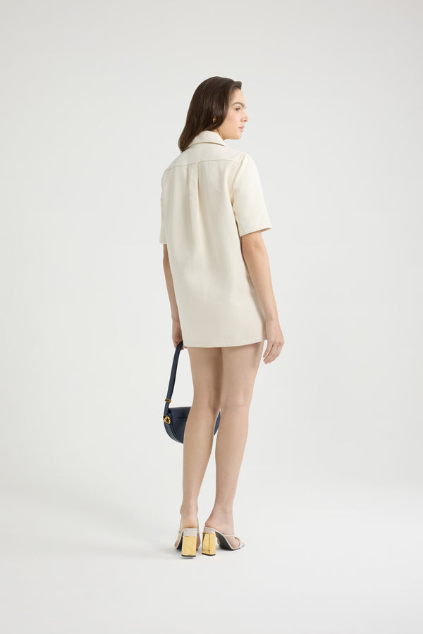 Patou Robe Courte Zippée En Denim De Coton