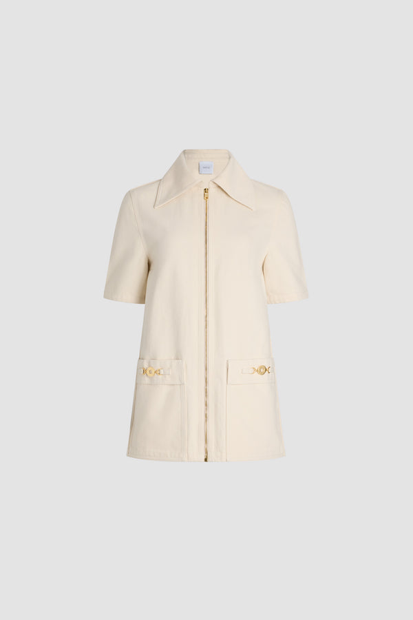 patou Robe courte zippée en denim de coton