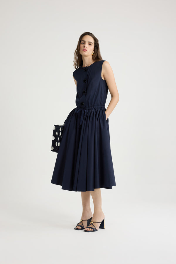 Patou Robe Midi Boutonnée En Popeline De Coton Bio