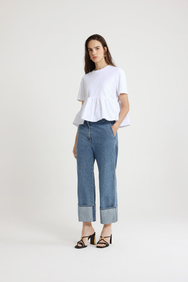 Patou T-shirt à Volant En Coton Bio Et Faille