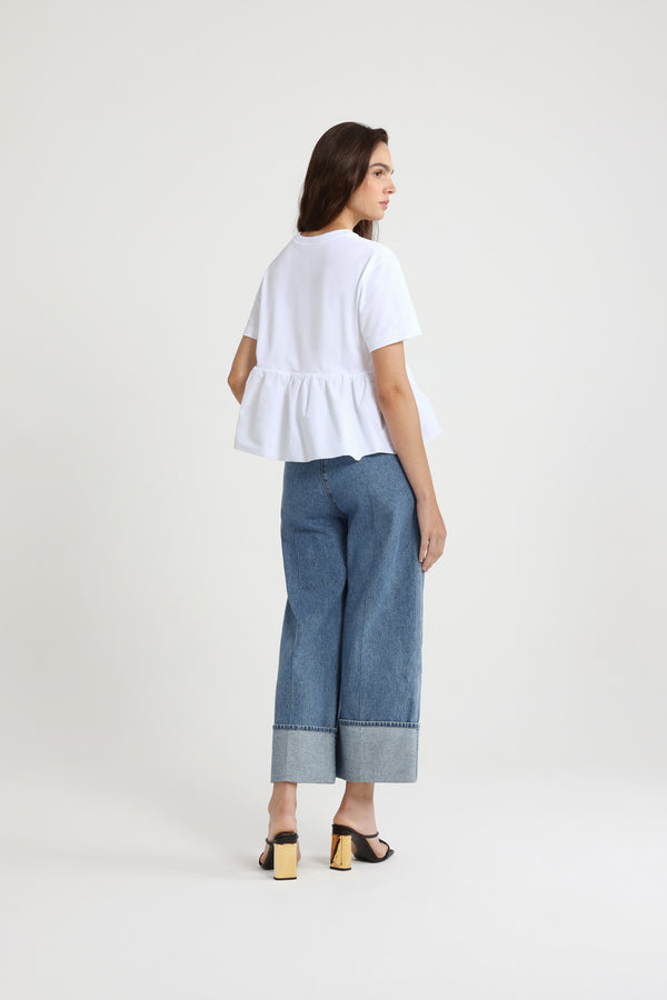 Patou T-shirt à Volant En Coton Bio Et Faille