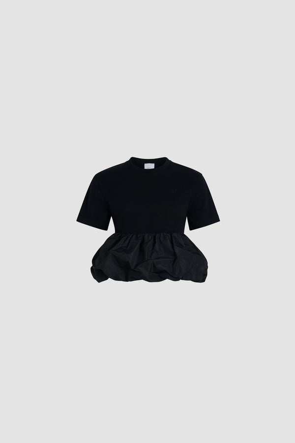 patou T-shirt à volant en coton bio et faille