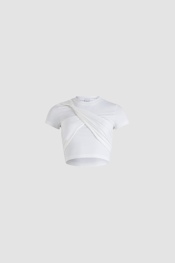 patou T-shirt court drapé en coton bio stretch