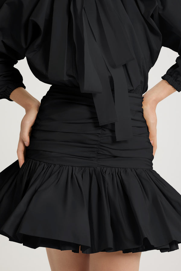 Patou Robe Courte à Manches Bouffantes En Faille Recyclée