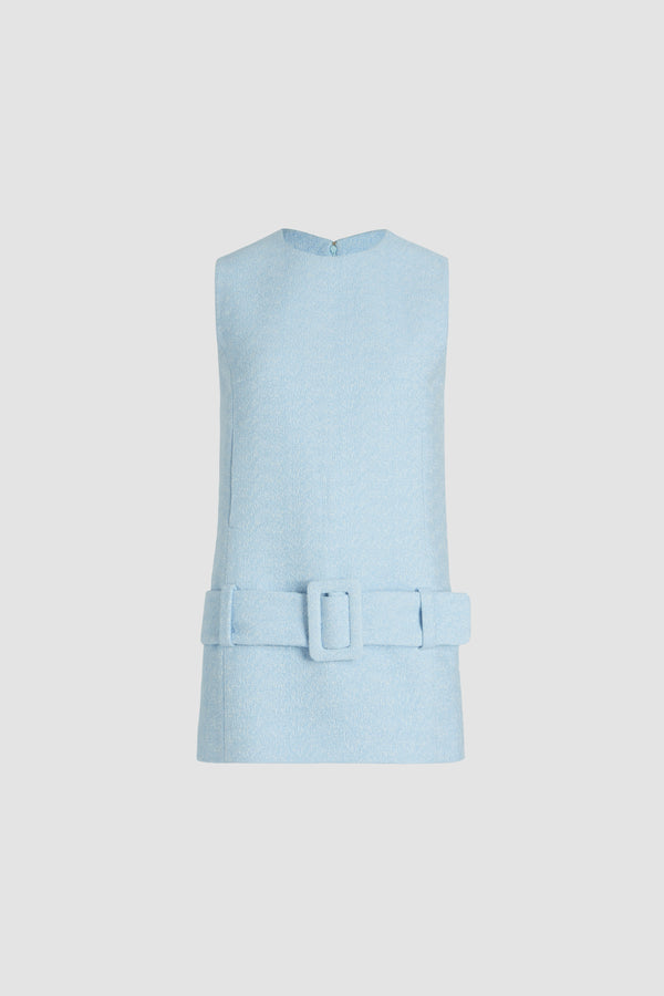 patou Robe courte ceinturée en tweed de coton bio léger