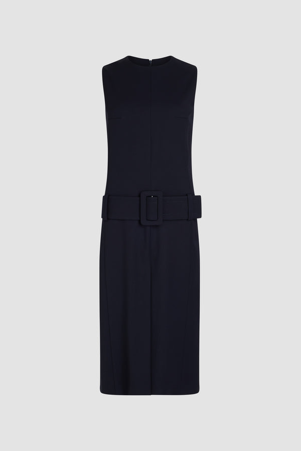 patou Robe midi ceinturée en sergé de laine technique éco-responsable