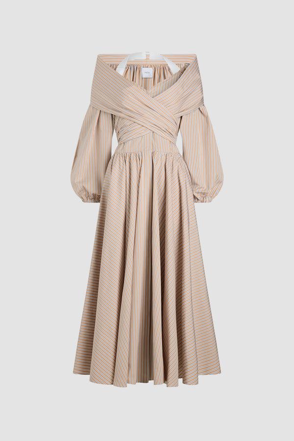 patou Robe midi croisée en popeline de coton bio imprimée