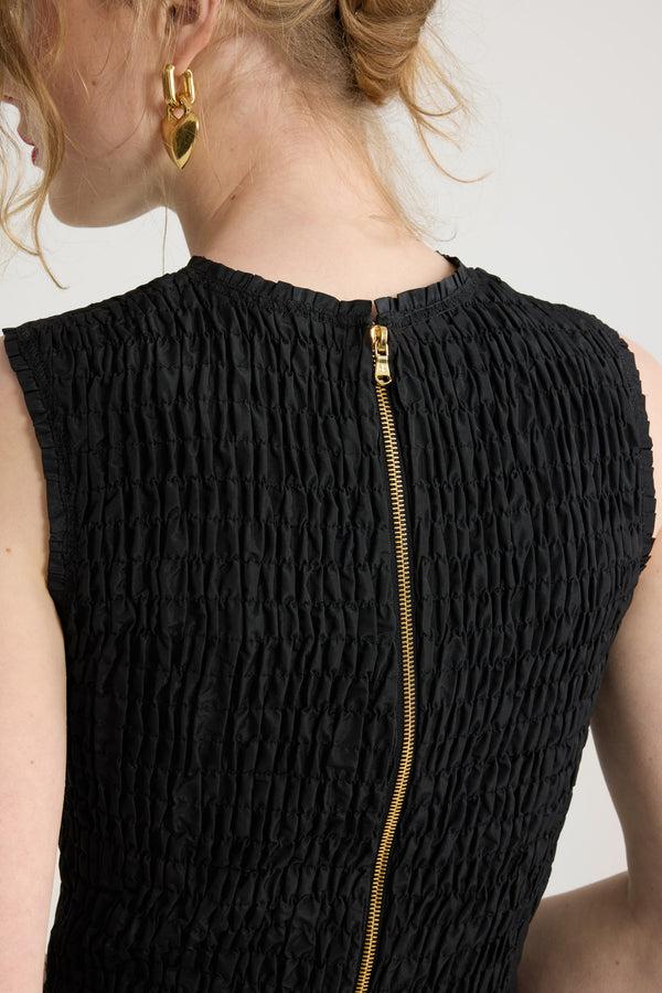 Patou Robe Midi Smockée à Ourlet Volanté En Faille Recyclé