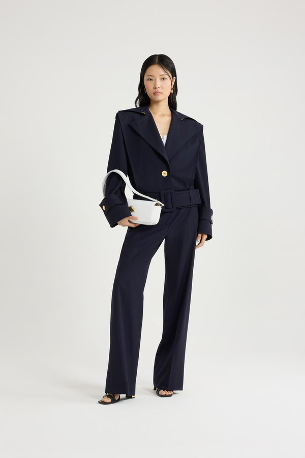 Patou Veste Ceinturée En Sergé De Laine Technique éco-responsable