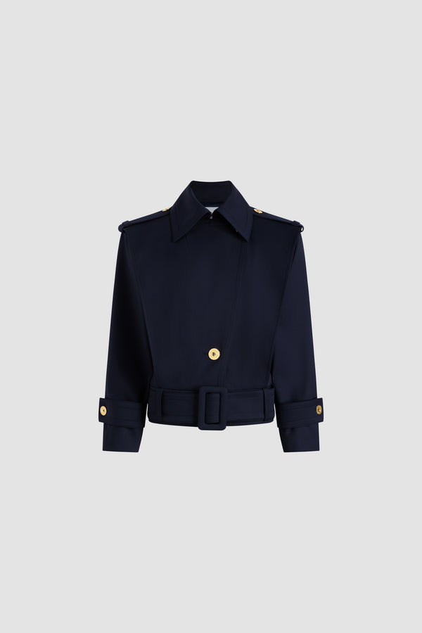 patou Veste ceinturée en sergé de laine technique éco-responsable