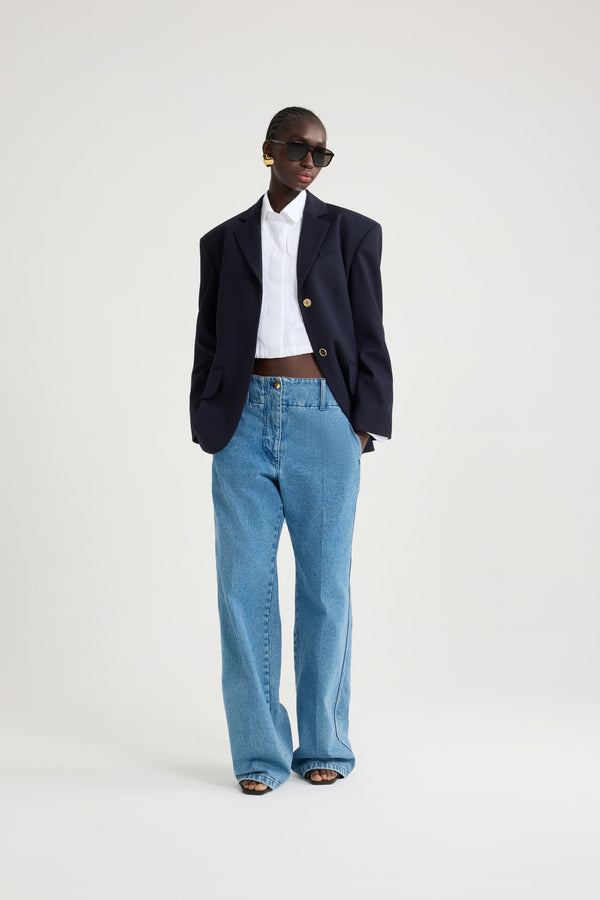 Patou Veste Oversize Ceinturée En Sergé De Laine Technique éco-responsable