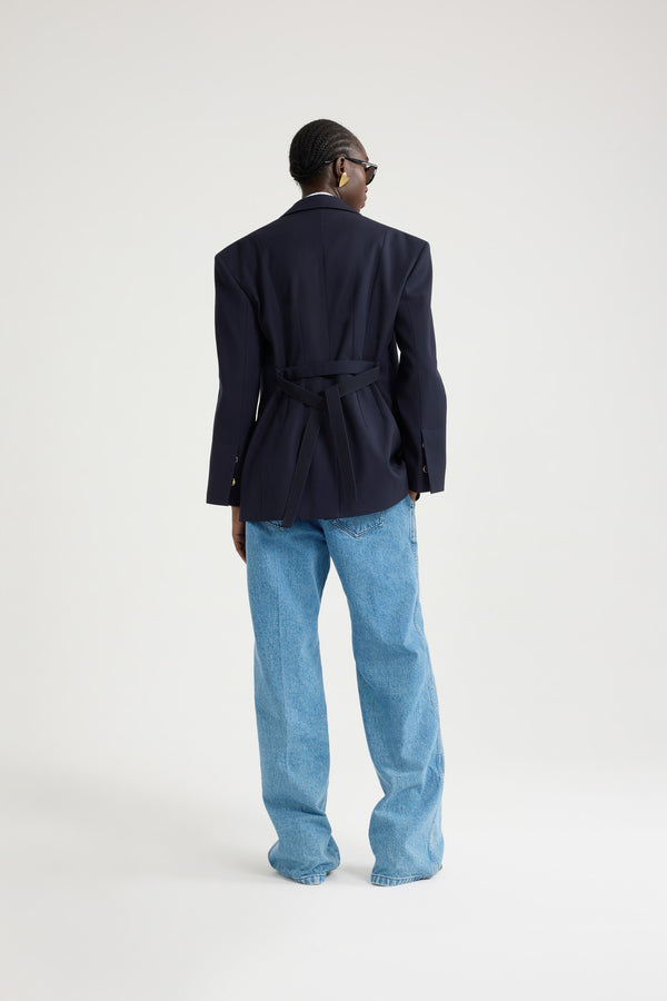 Patou Veste Oversize Ceinturée En Sergé De Laine Technique éco-responsable