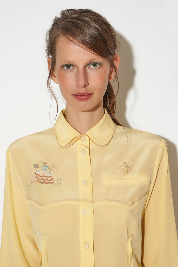 Paul & Joe Blouse à La Coupe Droite En Crêpe De Chine Brodé