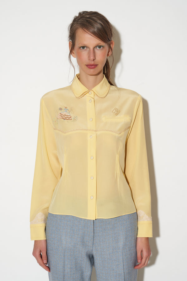 paul & joe Blouse à la coupe droite en crêpe de chine brodé