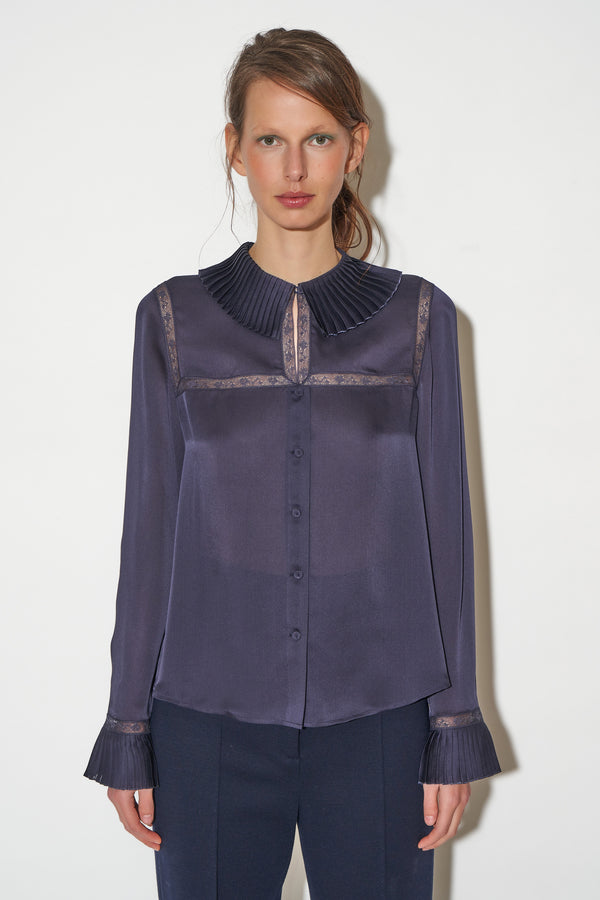 paul & joe Blouse coupe droite en satin de soie léger paul & joe Blouse coupe droite en satin de soie léger