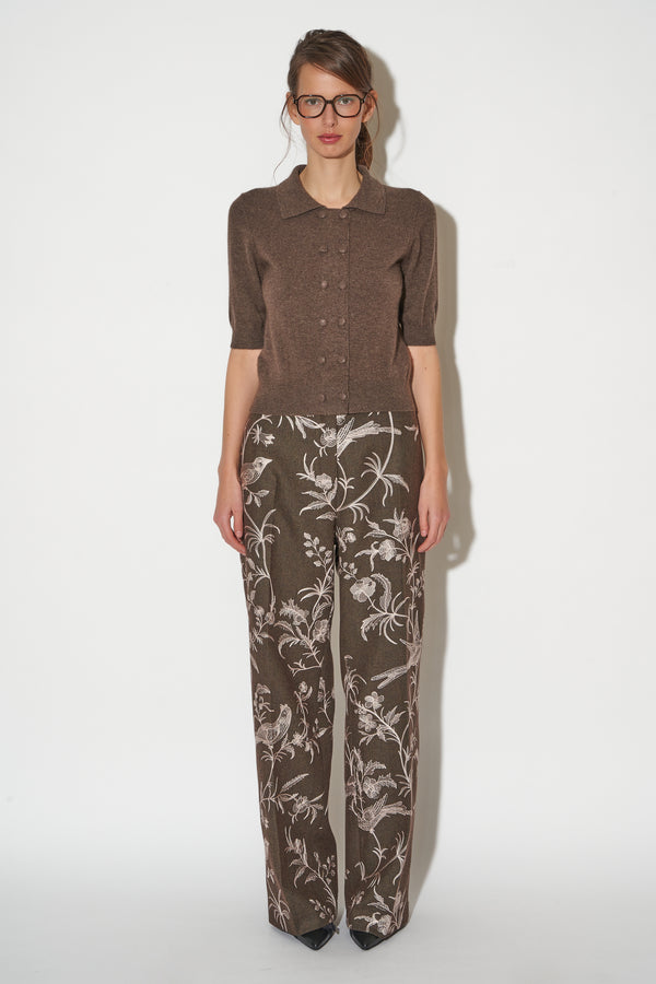 Paul & Joe Cardigan Manches Courtes En Cachemire Petits Boutons Recouverts Sur Le Devant