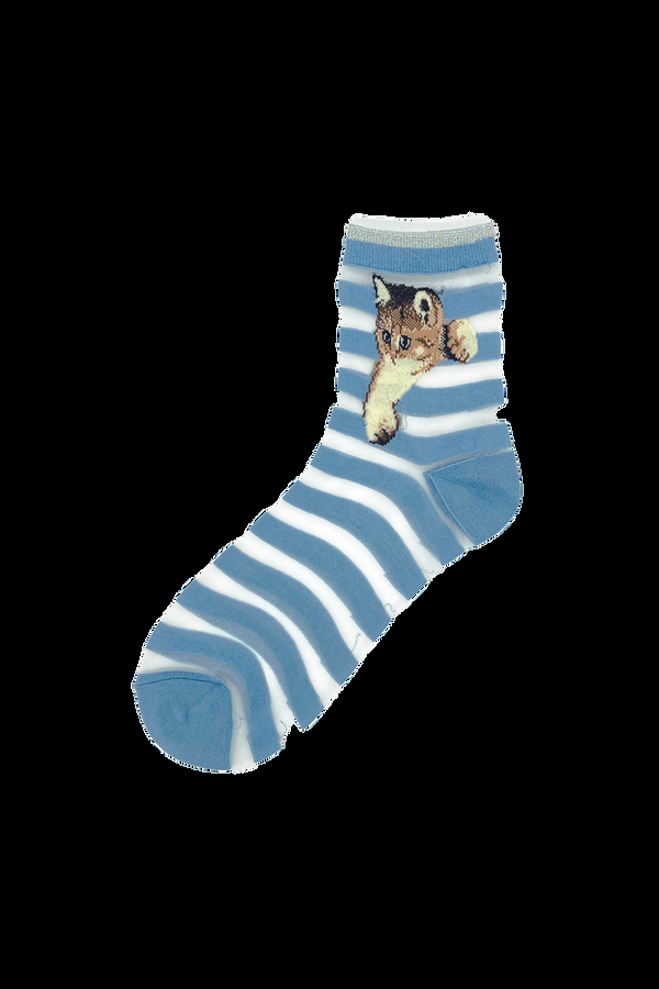 paul & joe Chaussettes bleues à bandes transparentes et Nounette