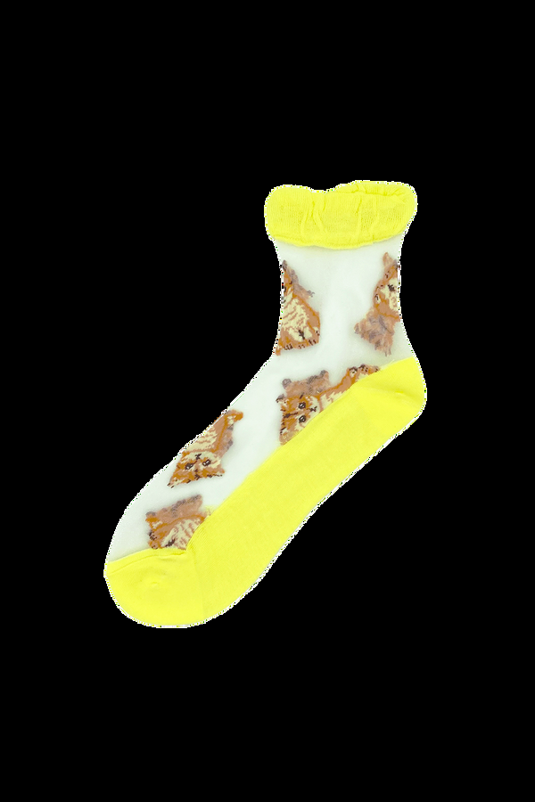 paul & joe Chaussettes jaunes transparentes à motifs Nounette