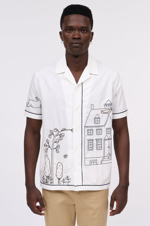 paul & joe Chemise à manches courtes en popeline de coton brodée