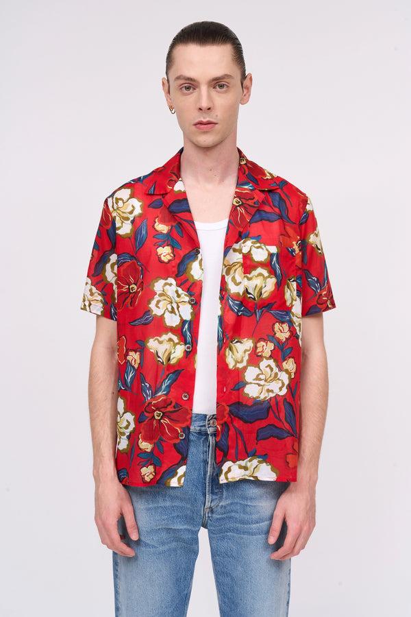 paul & joe Chemise à manches courtes en voile de coton imprimé all over