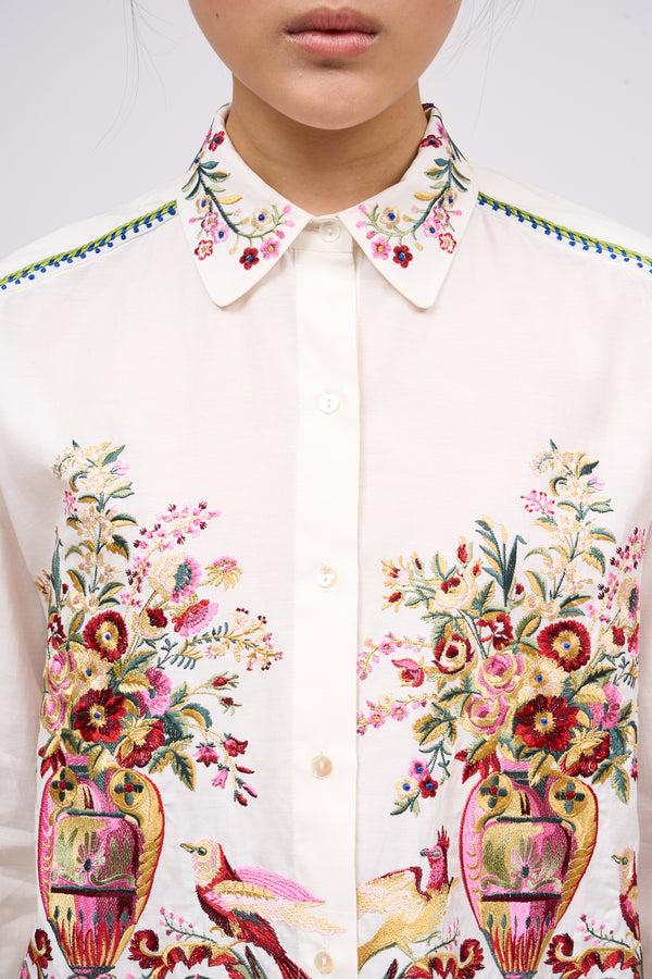 Paul & Joe Chemise Ample Brodée à La Main De Motifs Floraux