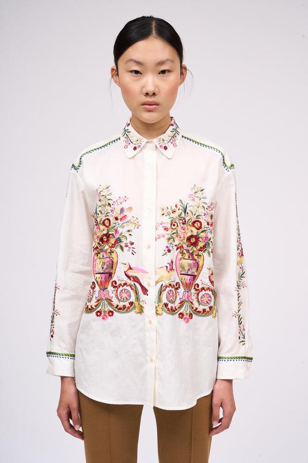 paul & joe Chemise ample brodée à la main de motifs floraux
