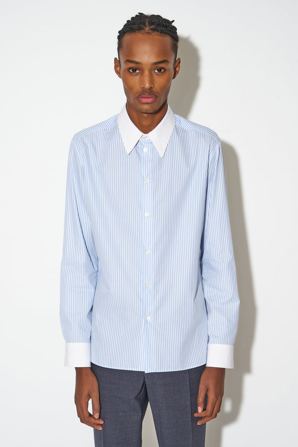 paul & joe Chemise coupe droite en popeline de coton uni et rayé