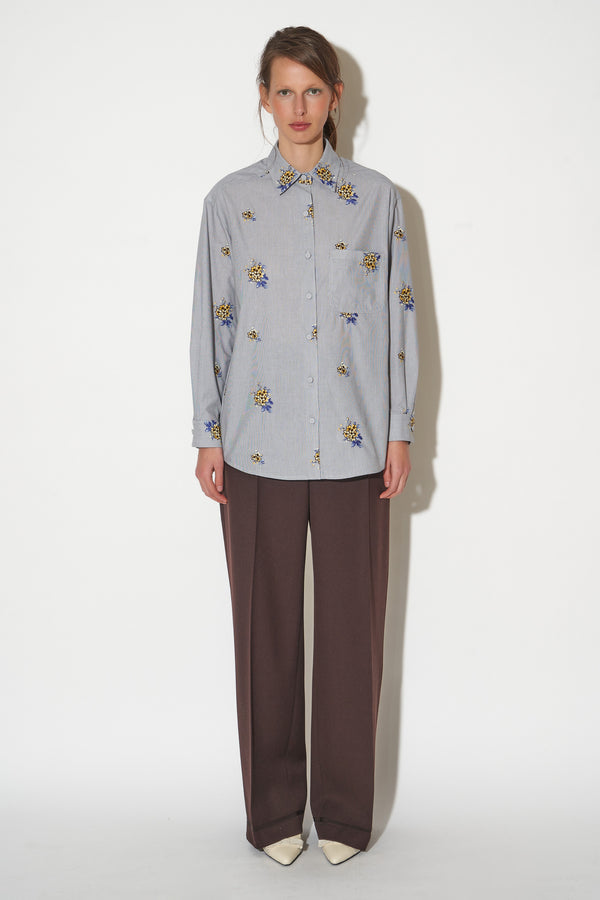 Paul & Joe Chemise Coupe Légèrement Oversize En Coton Avec Broderies Fleurs