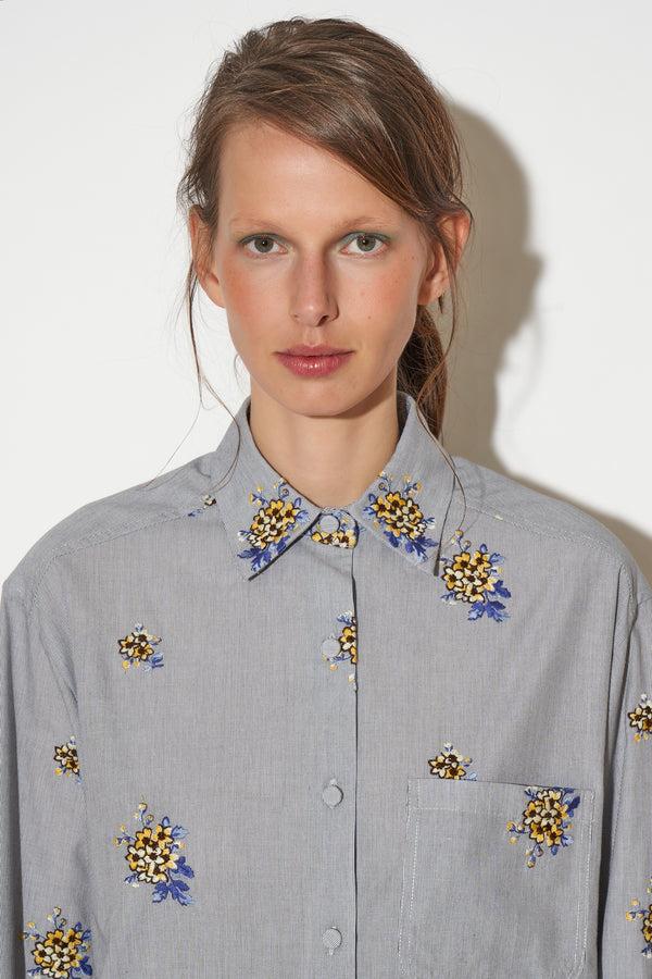 Paul & Joe Chemise Coupe Légèrement Oversize En Coton Avec Broderies Fleurs