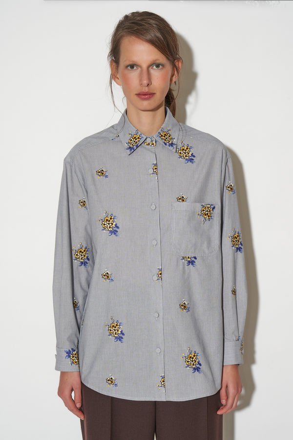 paul & joe Chemise coupe légèrement oversize en coton avec broderies fleurs