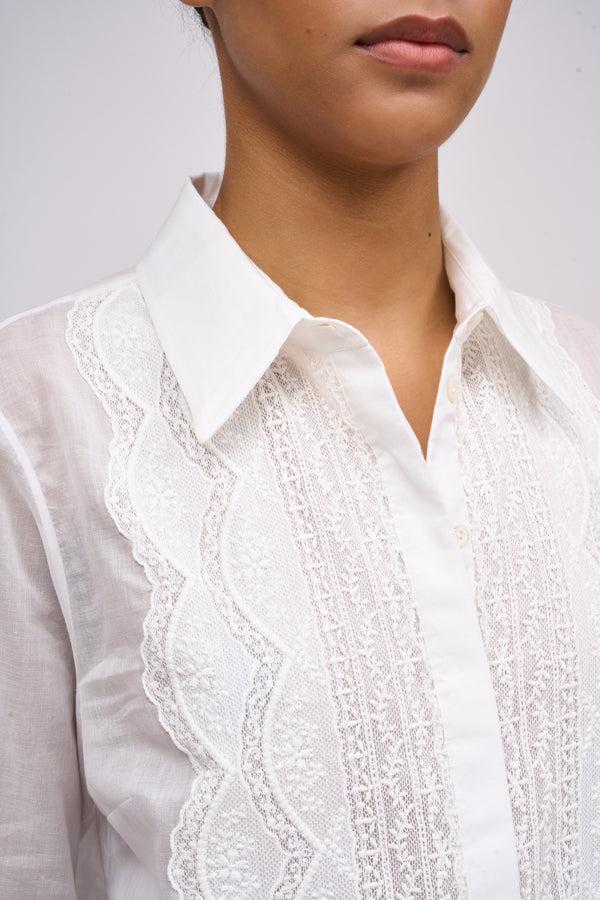 Paul & Joe Chemise En Voile De Coton Avec Dentelle De Calais