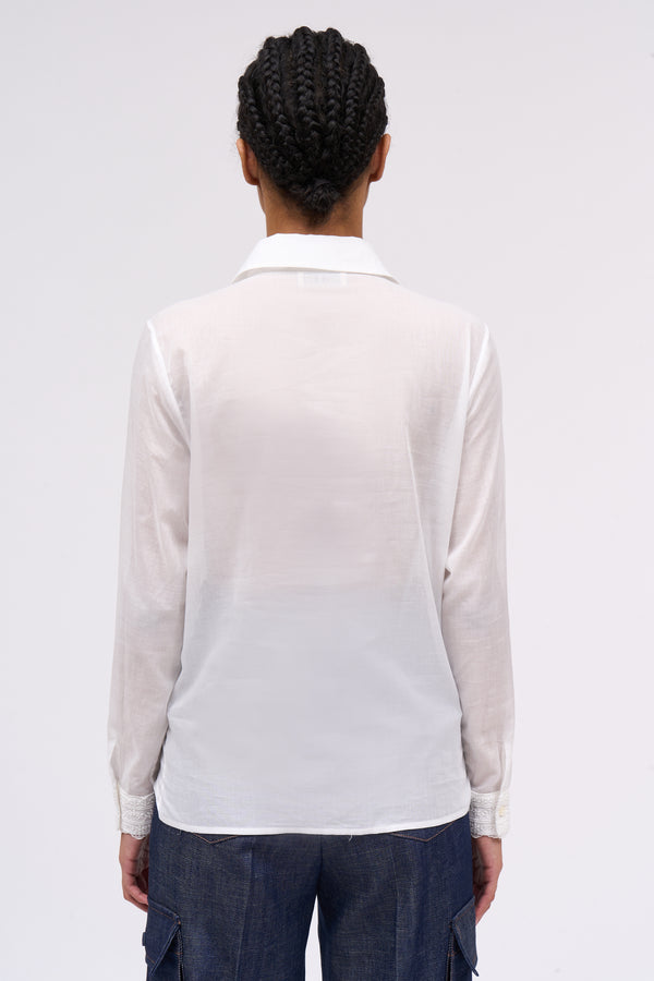 Paul & Joe Chemise En Voile De Coton Avec Dentelle De Calais