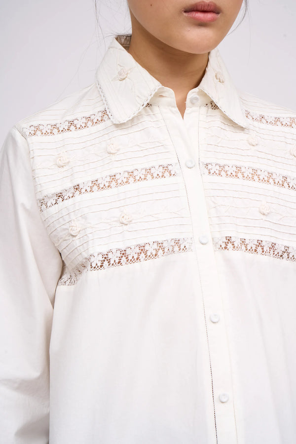 Paul & Joe Chemise En Voile De Coton Brodé En Dentelle
