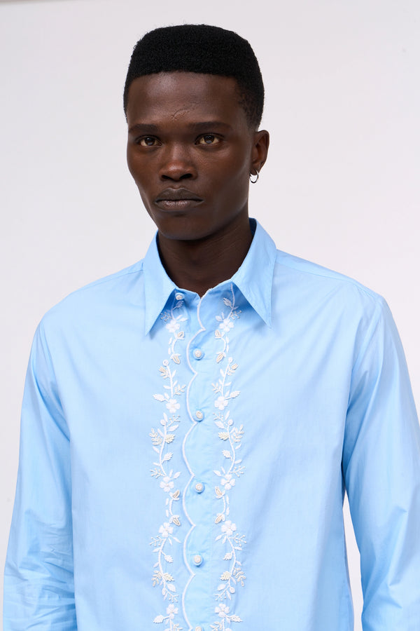 Paul & Joe Chemise Manches Longues En Popeline De Coton Brodée à La Main