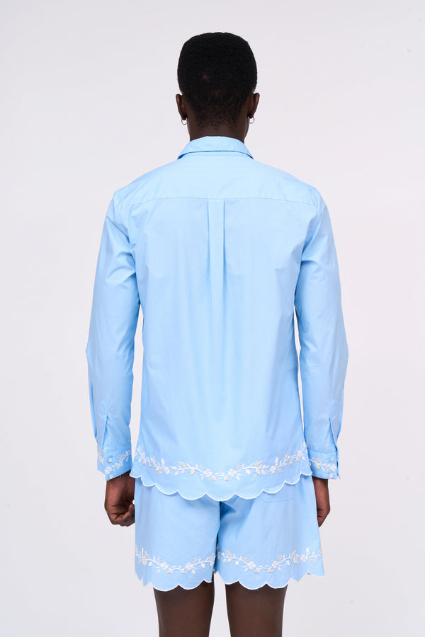 Paul & Joe Chemise Manches Longues En Popeline De Coton Brodée à La Main