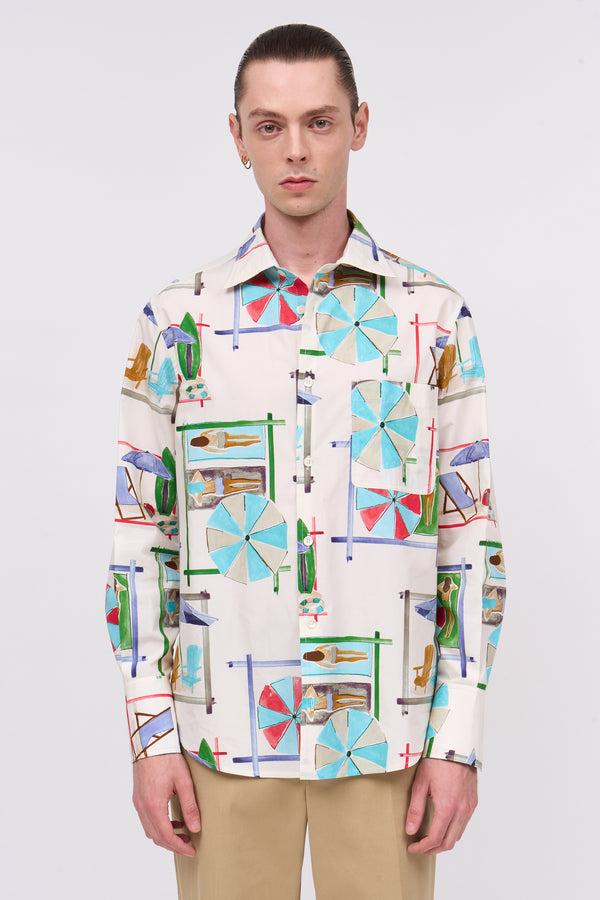 paul & joe Chemise manches longues en popeline de coton imprimé