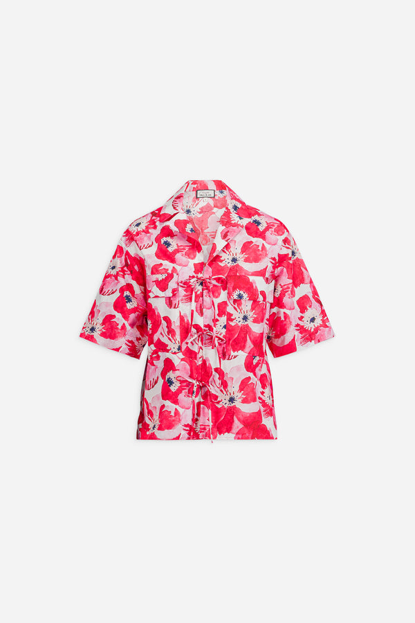 paul & joe Chemisier manches courtes en popeline de coton imprimé fleuri