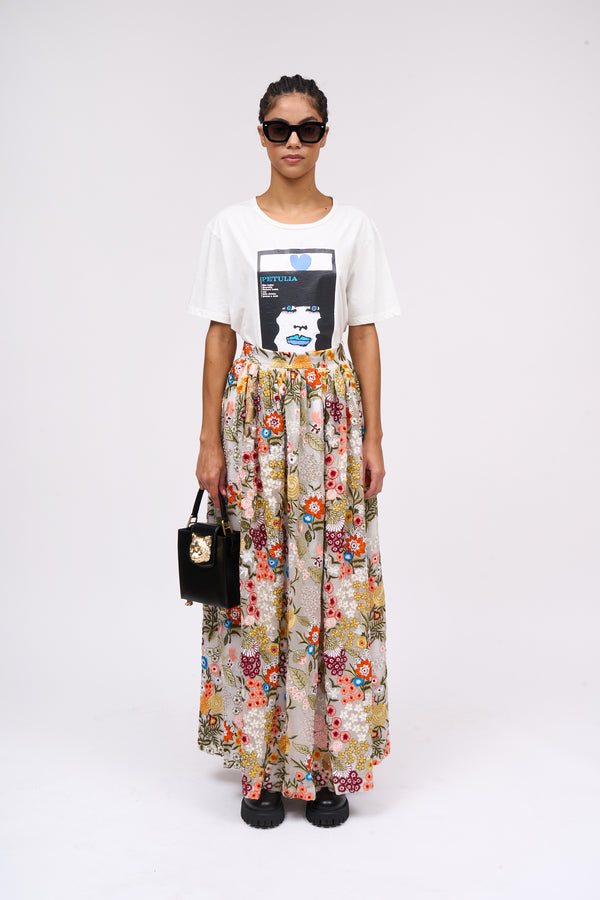 paul & joe Jupe longue brodée à la main d'un motif floral