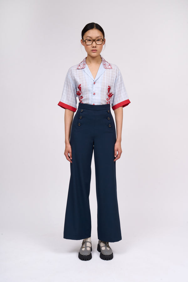 paul & joe Pantalon à pont avec boutons ancre en grain de poudre