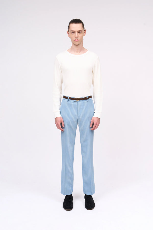 paul & joe Pantalon coupe droite rayé en twill de laine