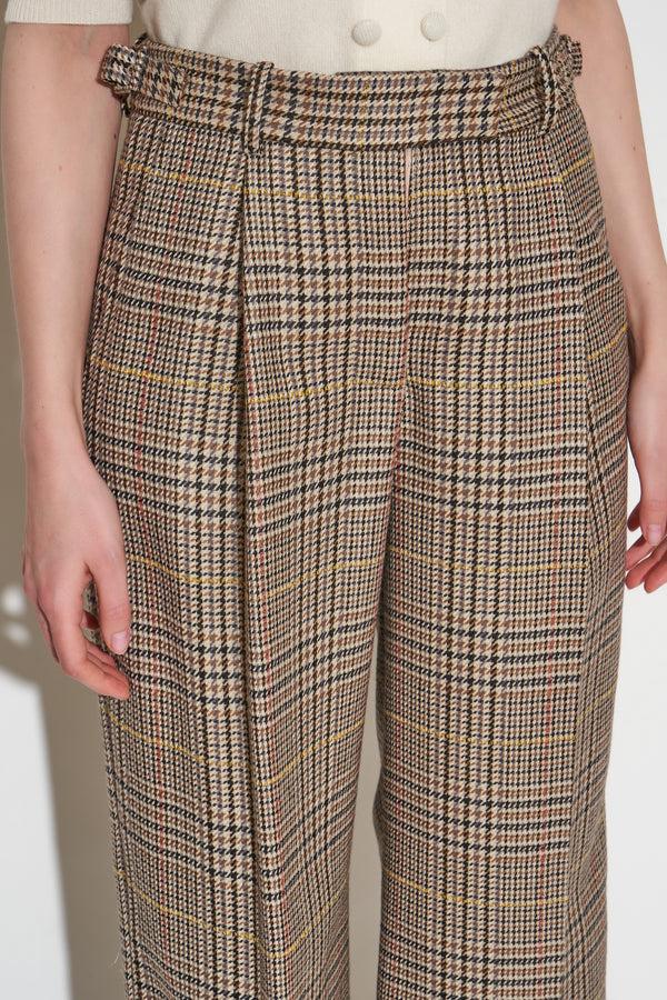 Paul & Joe Pantalon Taille Haute à Pinces En Motif Prince De Galles Laine Tissé