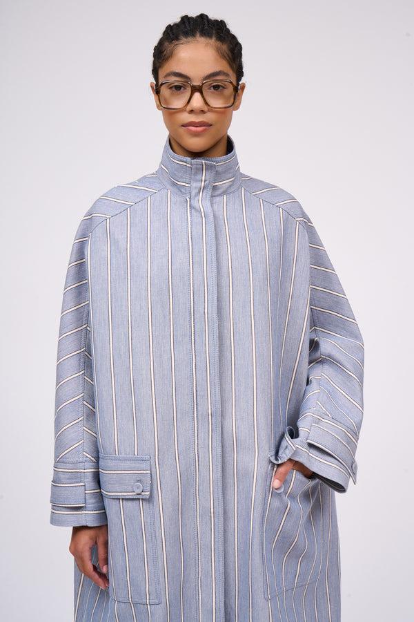 Paul & Joe Parka Manches Kimono En Canvas Chambray Rayé