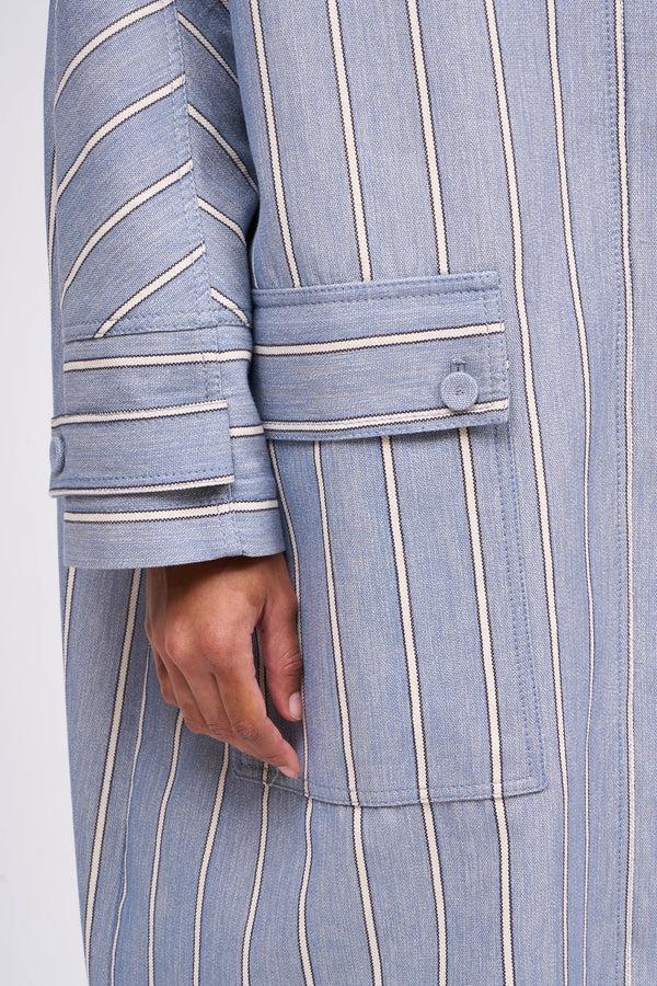 Paul & Joe Parka Manches Kimono En Canvas Chambray Rayé