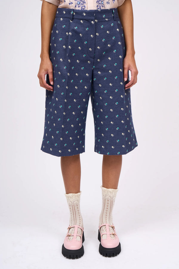 Paul & Joe Bermuda à Pinces En Denim Jacquard