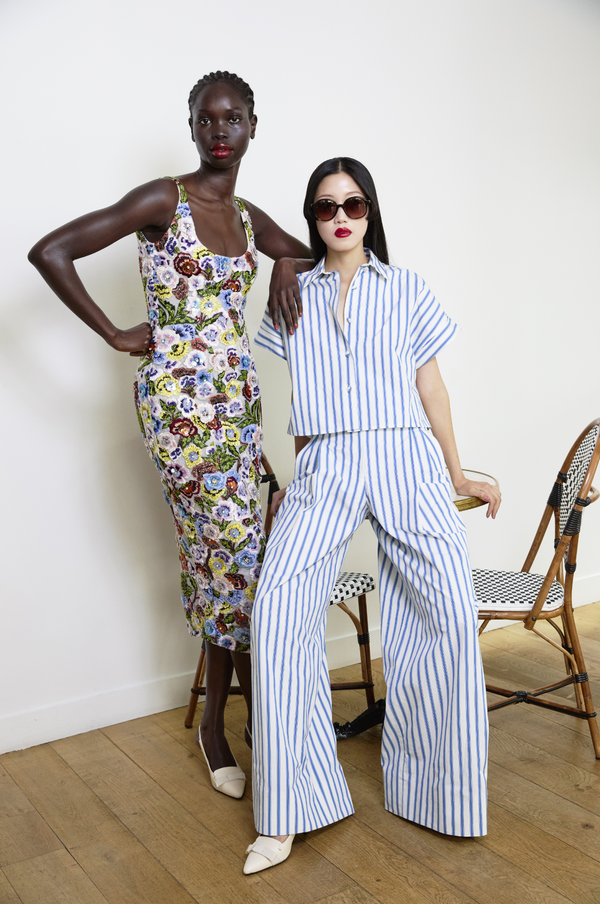 paul & joe Chemise courte en popeline de coton rayée