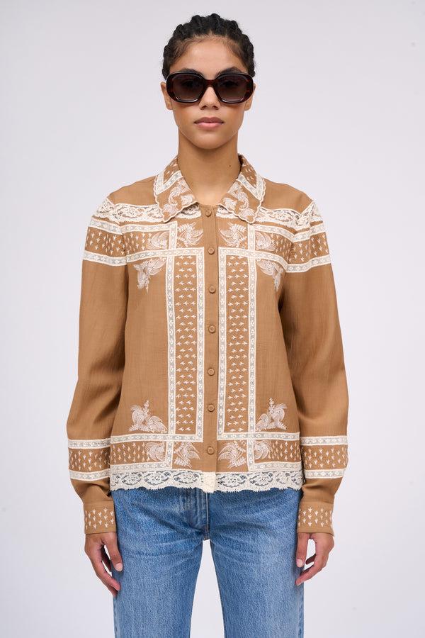 paul & joe Chemise en rami brodée à la main