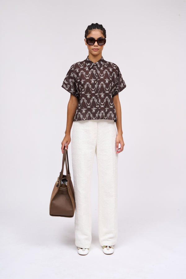 Paul & Joe Chemise Manches Kimono Brodée De Fleurs