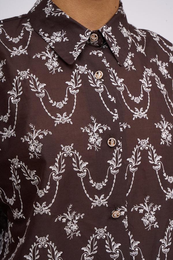 Paul & Joe Chemise Manches Kimono Brodée De Fleurs