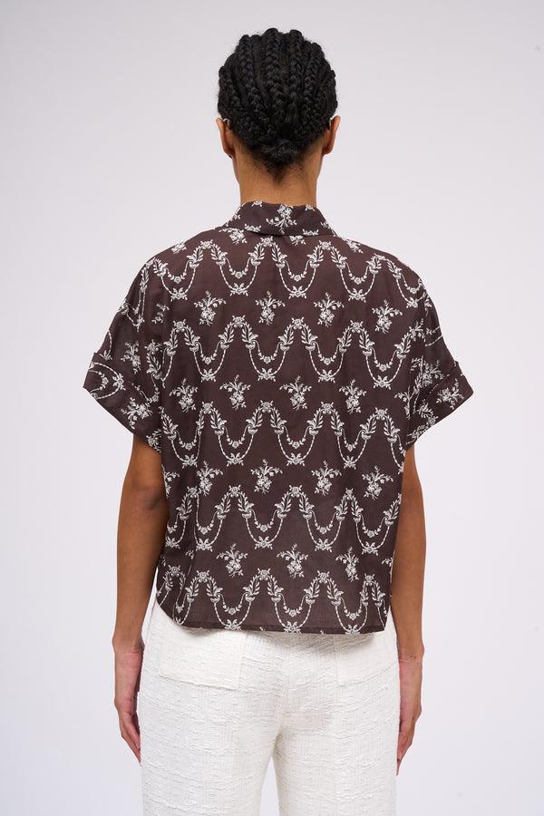 Paul & Joe Chemise Manches Kimono Brodée De Fleurs