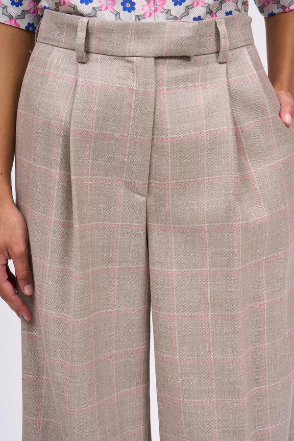 paul & joe Pantalon à carreaux coupe droite